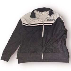 PINK Women’s Blue Gray Full Zip Up Long Sleeve Small